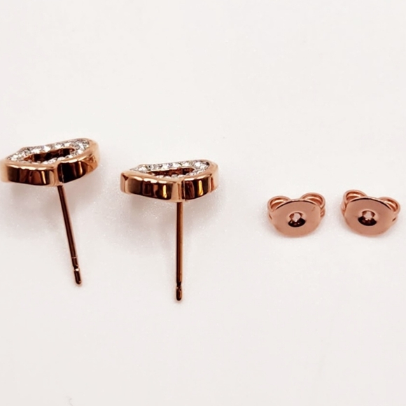 Dainty Rose Gold Plated Heart Studs - Picture 6 of 10